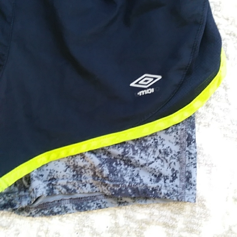 Umbro Double Layer Athletic Shorts SMALL Black Lime Green - Picture 5 of 15